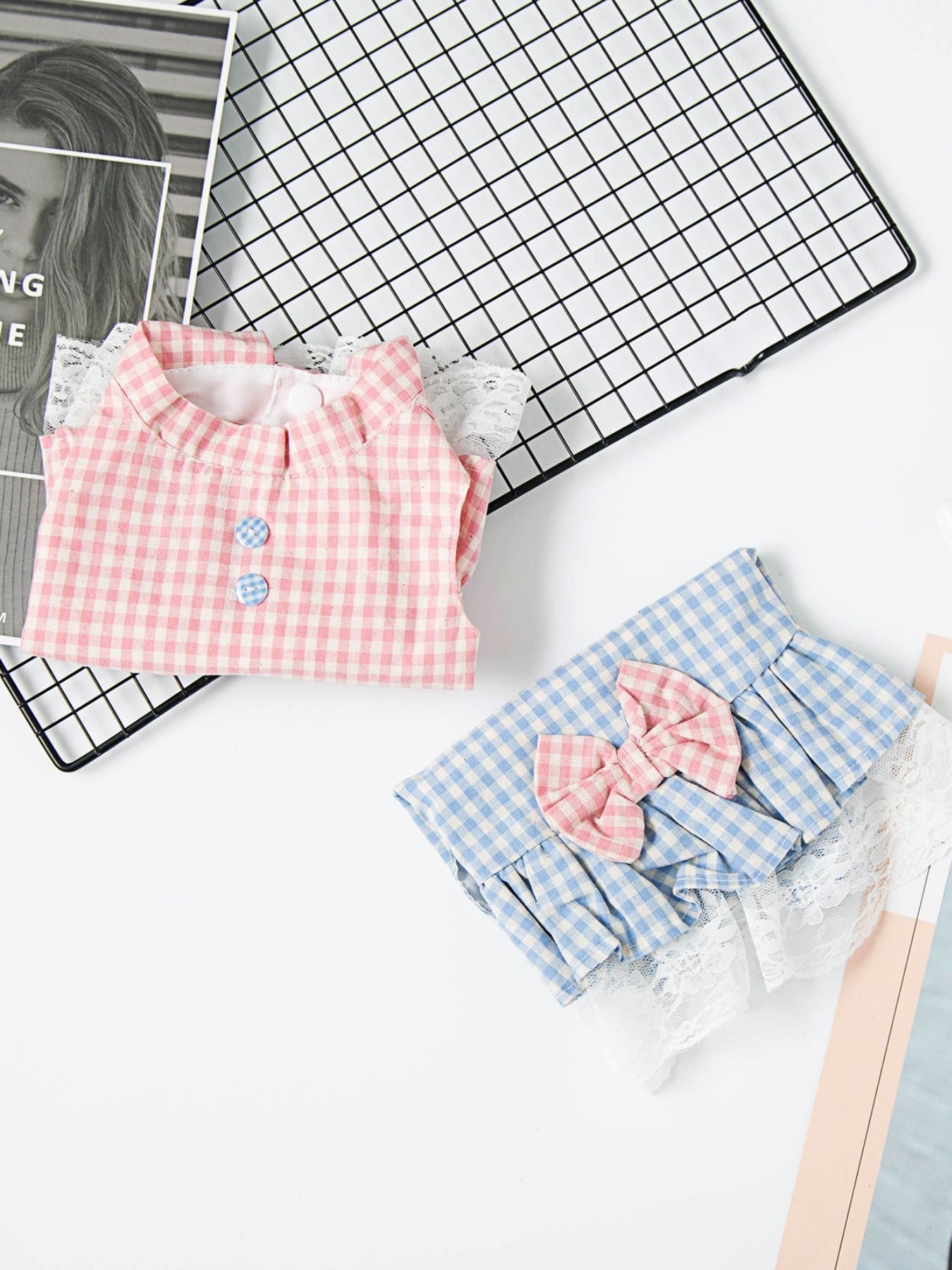 Gingham Ruffle Lace Pet Dress - Loving It Shop