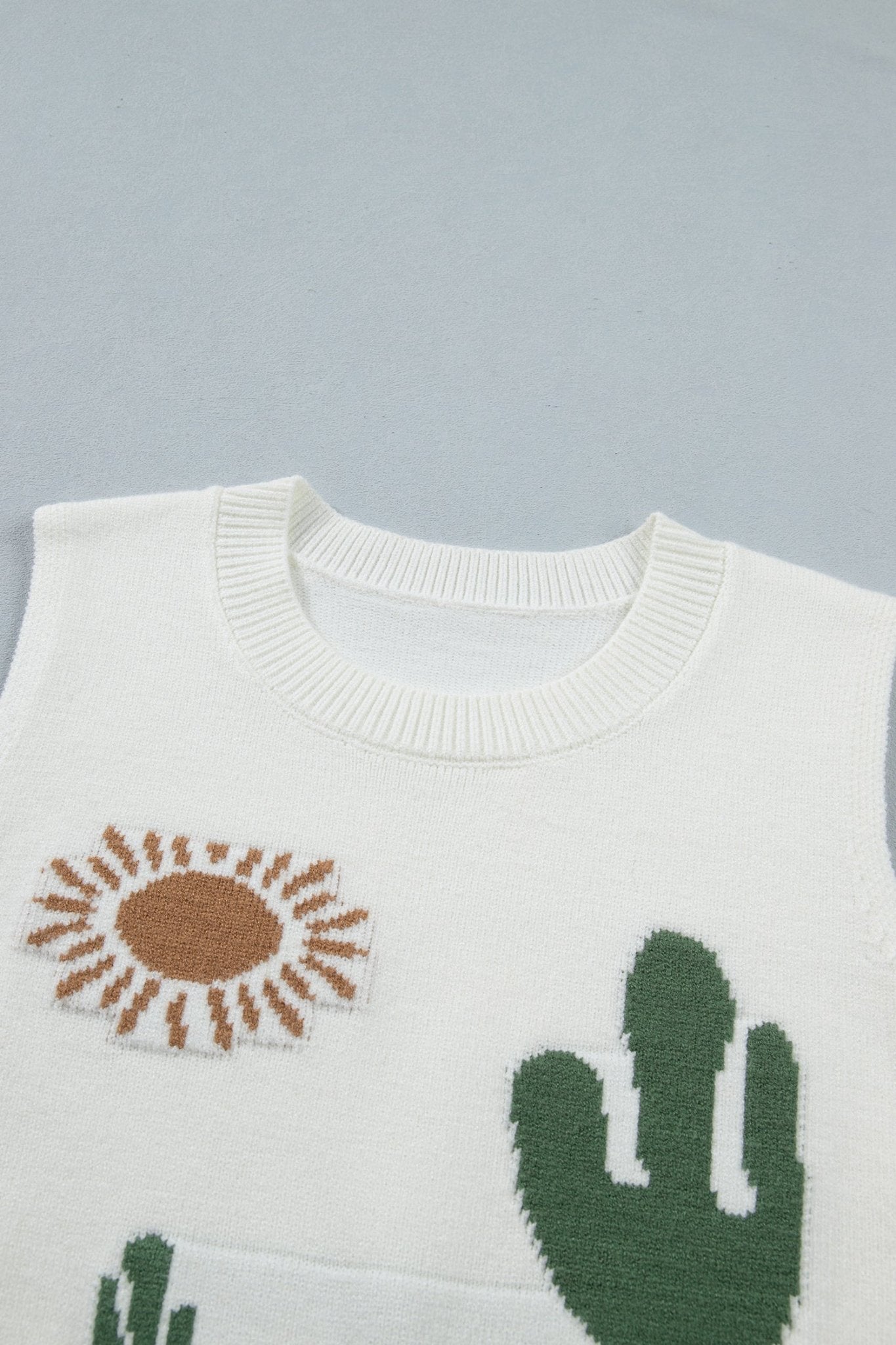 Multicolour Cactus Western Oasis Loose Sweater Vest - Loving It Shop