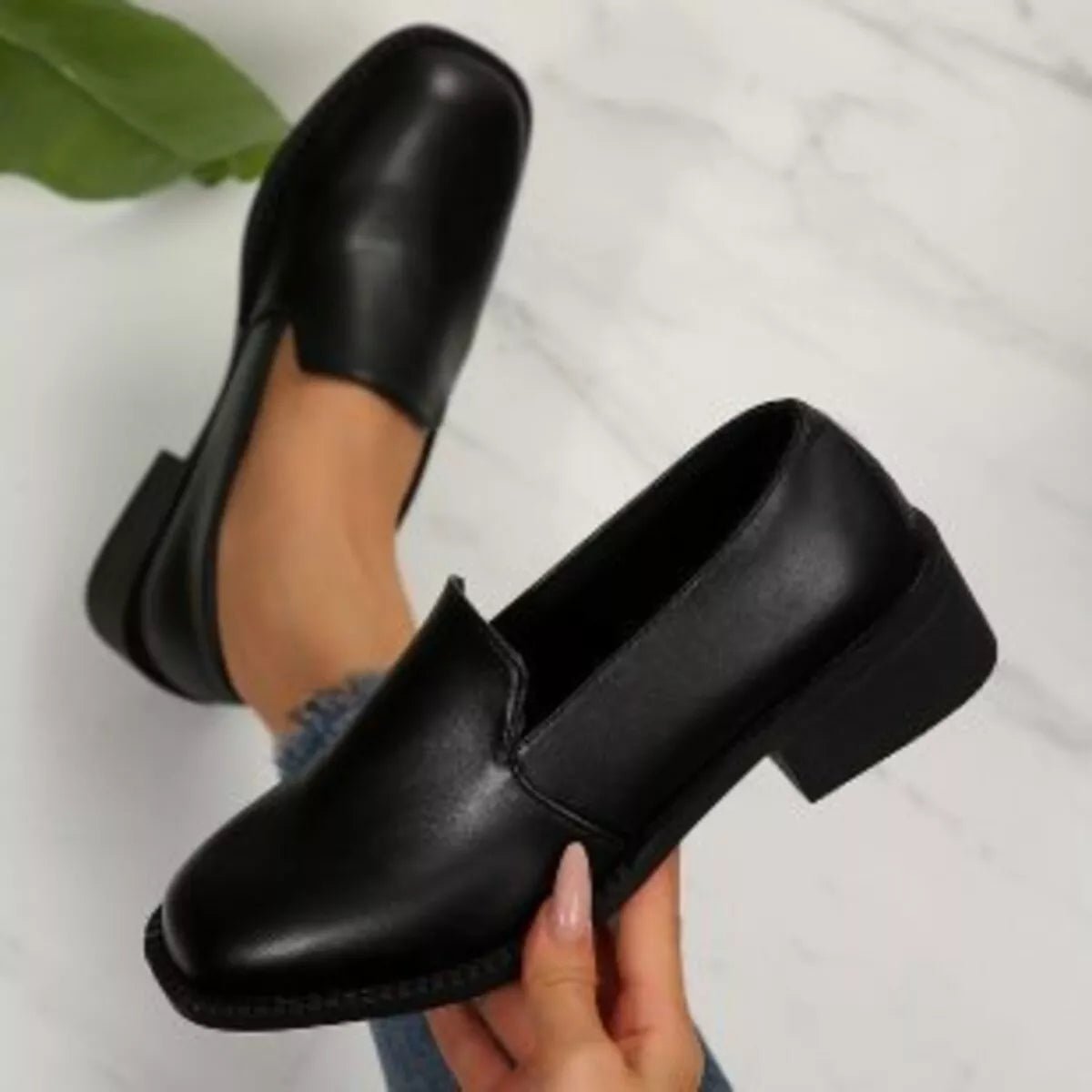 Round Toe Block Heels Loafers - Loving It Shop