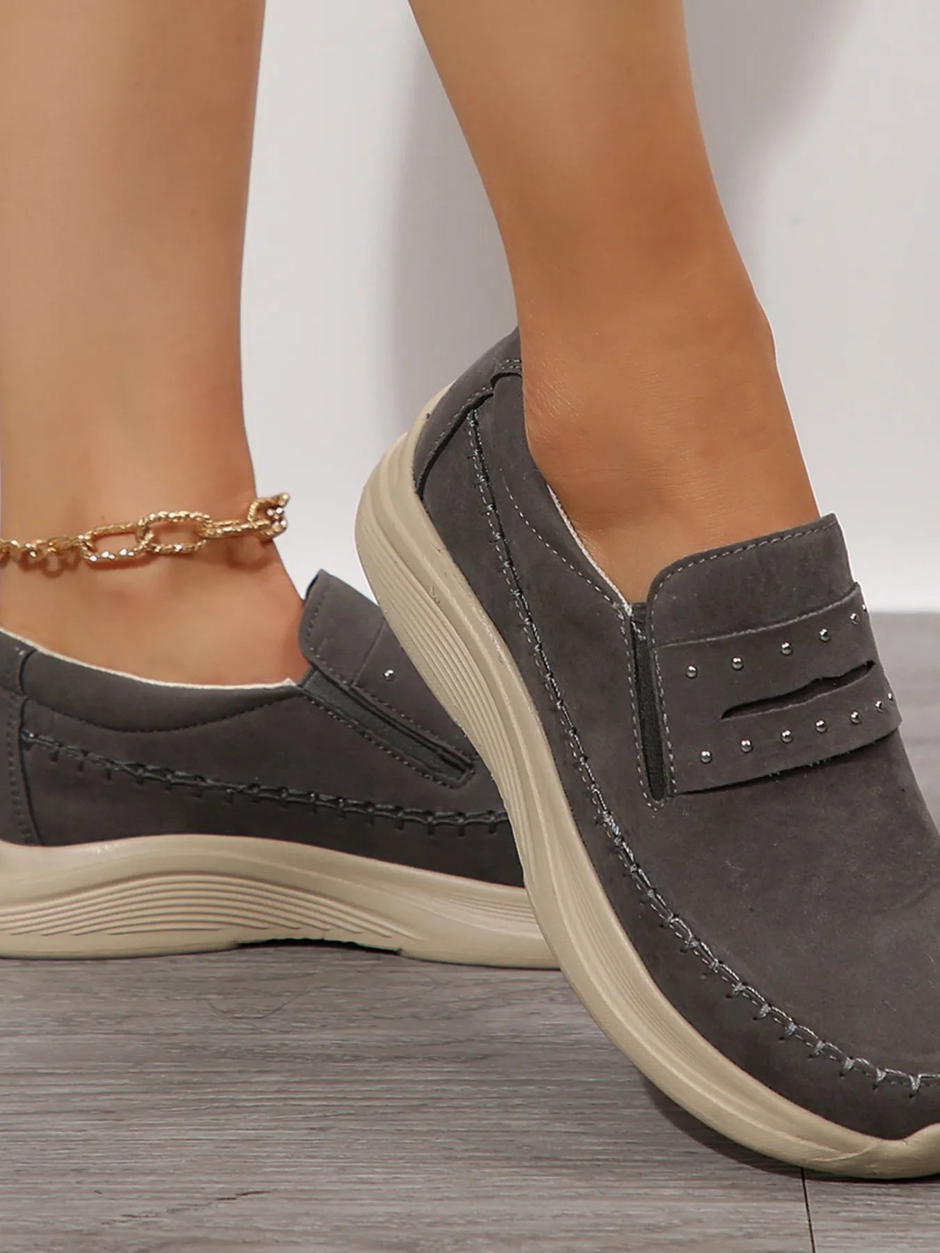 Studded Round Toe Platform Slip - Ons - Loving It Shop