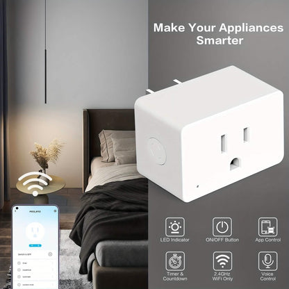 2-Pack: WiFi Smart Plug – 15A, Timer &amp; App Control, Works with Alexa &amp; Google Home