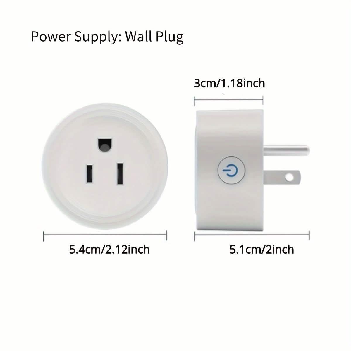 Smart WiFi Plug Outlet Adapter, Works with Alexa &amp; Google, Timer, Voice Control, 2.4GHz Network Home Automation