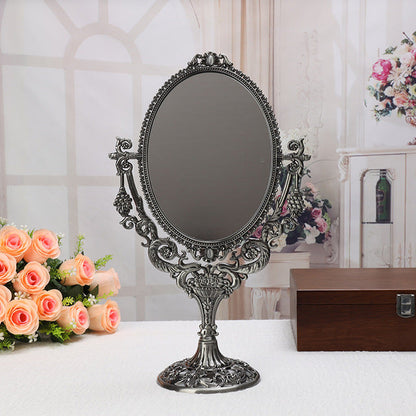 Rustic Double-Sided Makeup Mirror for Desktop Use