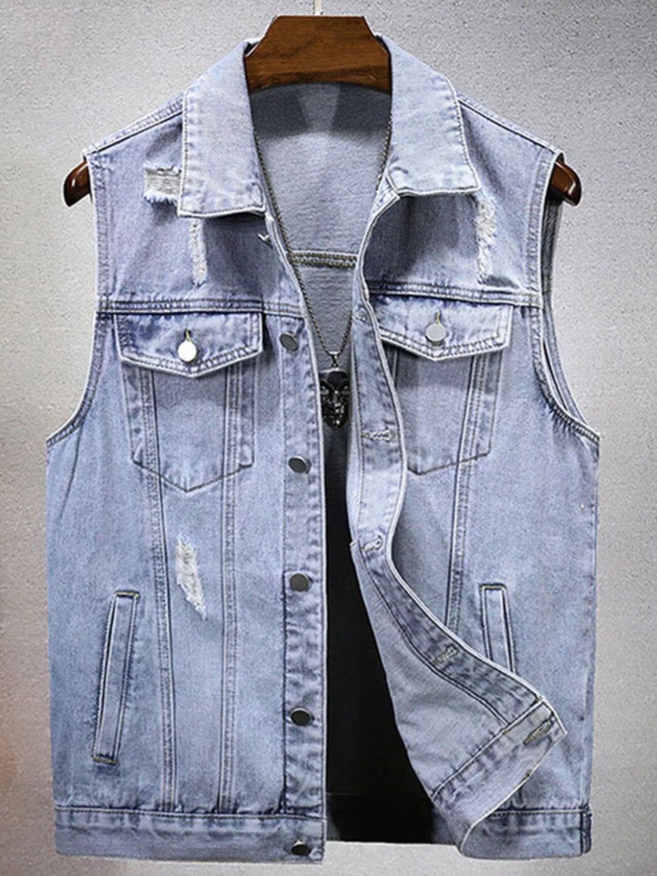 Men's Plus Size Casual Denim Sleeveless Vest