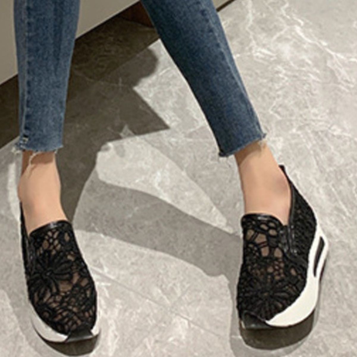 Lace Breathable Platform Slip - On - Loving It Shop
