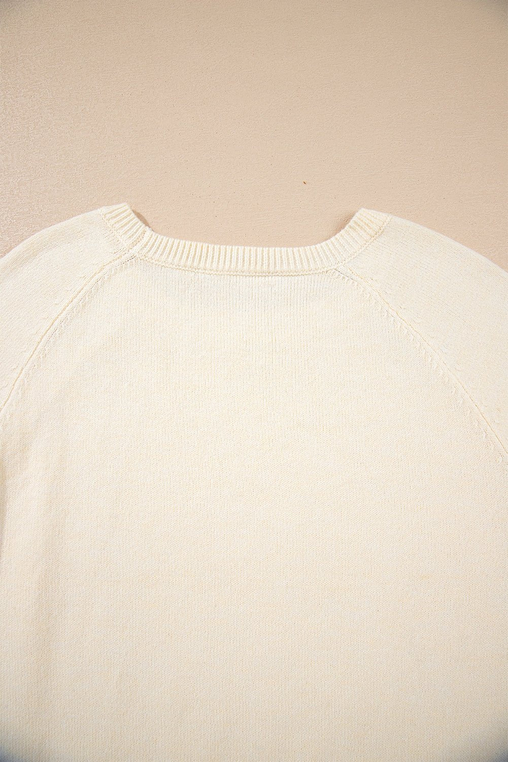 White Buttoned Bishop Sleeve Crew Neck Sweater - Loving It Shop
