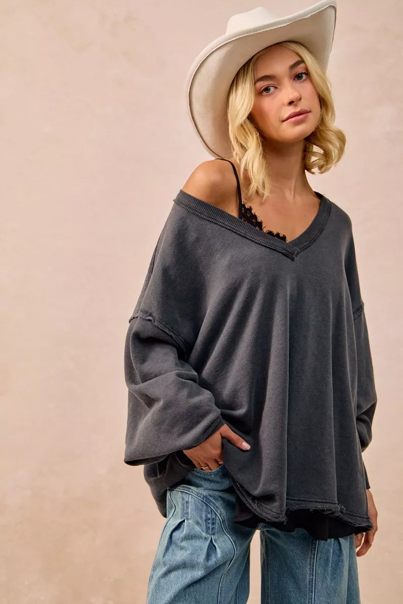 Mineral Washed French Terry Oversized Sweatshirt