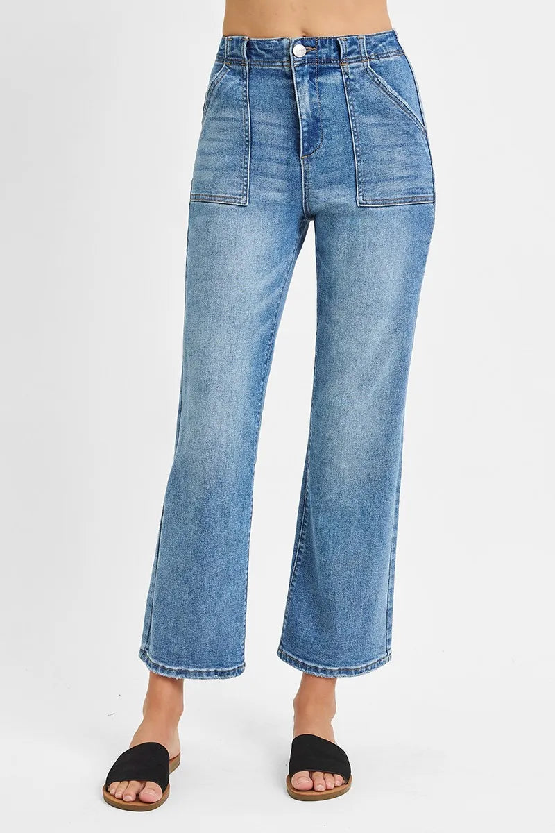 Full Size High Waisted Bootcut Cropped Jeans Plus Size