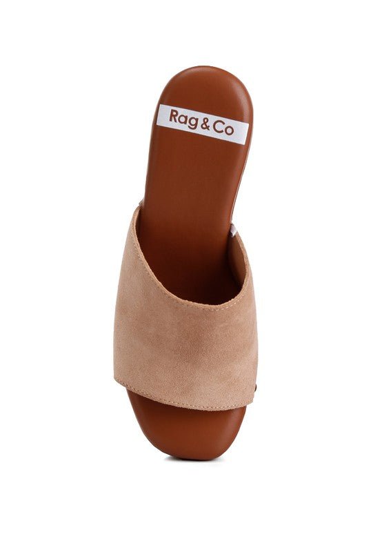 Cartera Suede High Block Heel Mules - Loving It Shop