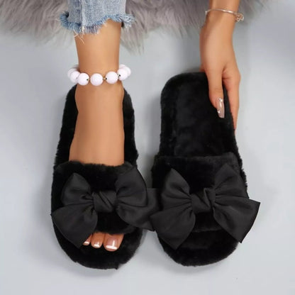Bow Open Toe Flats Slippers - Loving It Shop