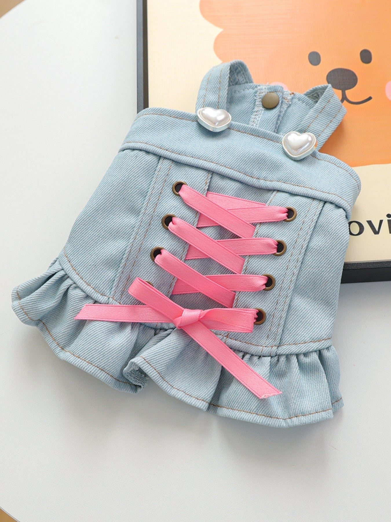 Denim Lace - Up Ruffle Pet Dress - Loving It Shop