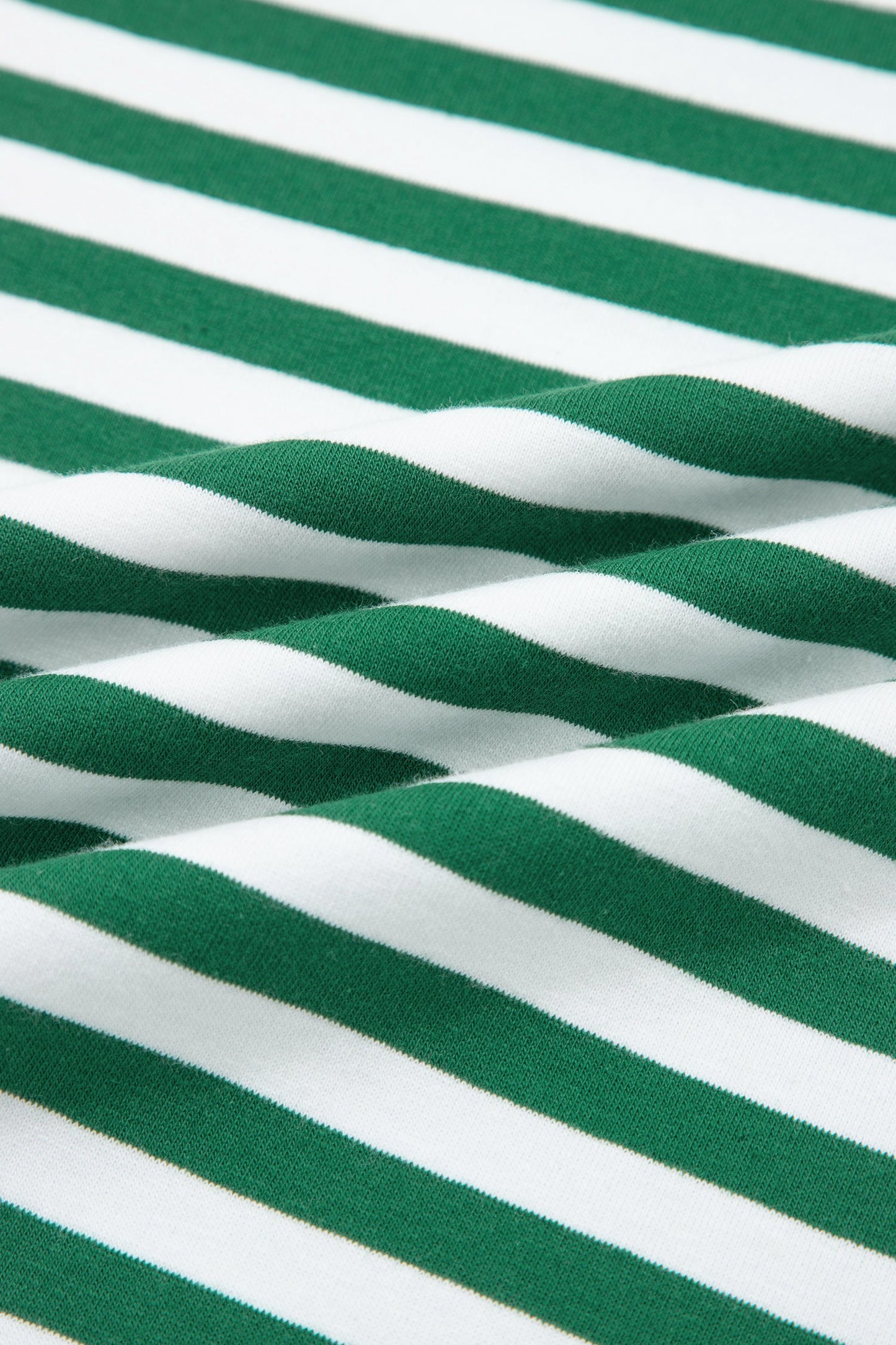 Green Stripe Drop Shoulder Boxy Casual Terry Short Set