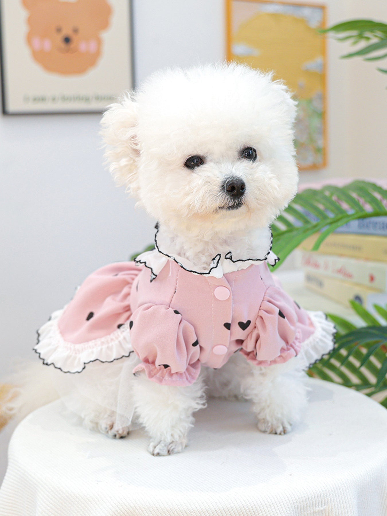 Heart - Patterned Bowknot Pet Dress - Loving It Shop