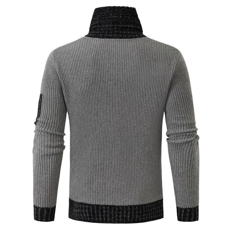 Independent Station Casual Slim Knit Pullover Long-sleeved Scarf Collar Sweater Men&