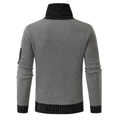 Independent Station Casual Slim Knit Pullover Long-sleeved Scarf Collar Sweater Men&