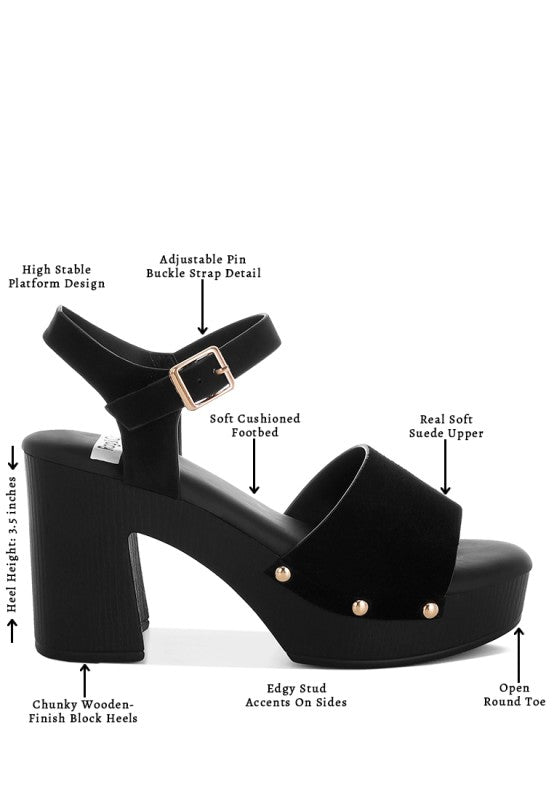 Daniela Genuine Suede Leather High Block Sandals - Loving It Shop