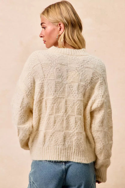 Checker Board Drop Shoulder Sweater