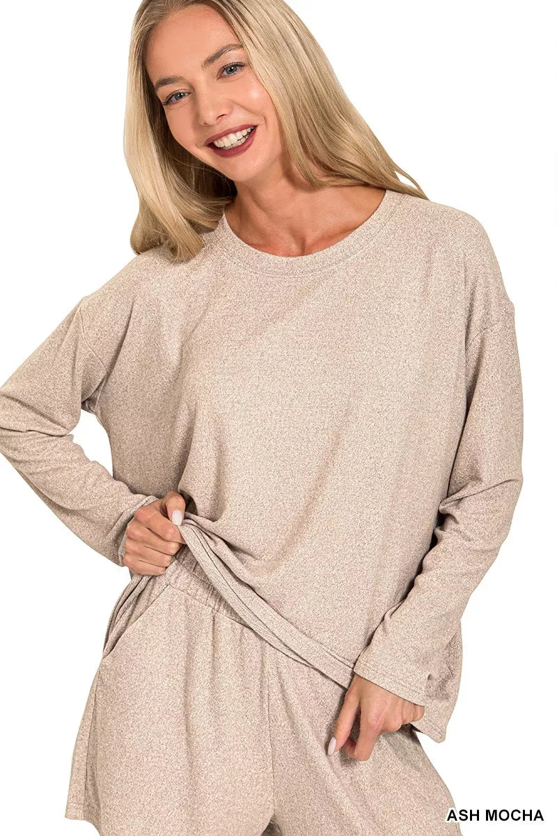 I am a Fashion Junky Soft Melange Long Sleeve Tee and Shorts Set