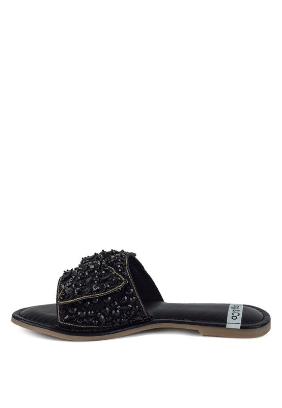 Pipa Big Bow Beaded Flats