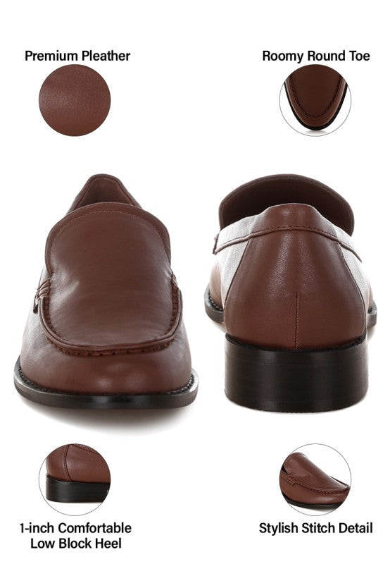 Ninto Low Heel Pleather Loafers
