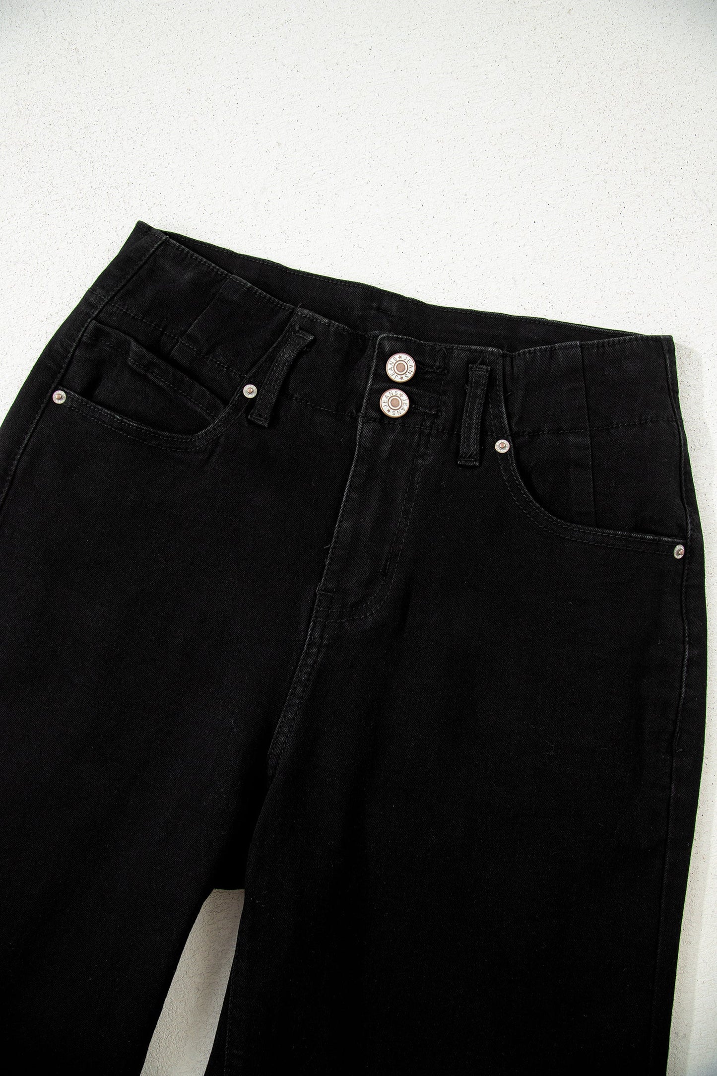 Black 2-Button High Waist Flared Bottom Jeans