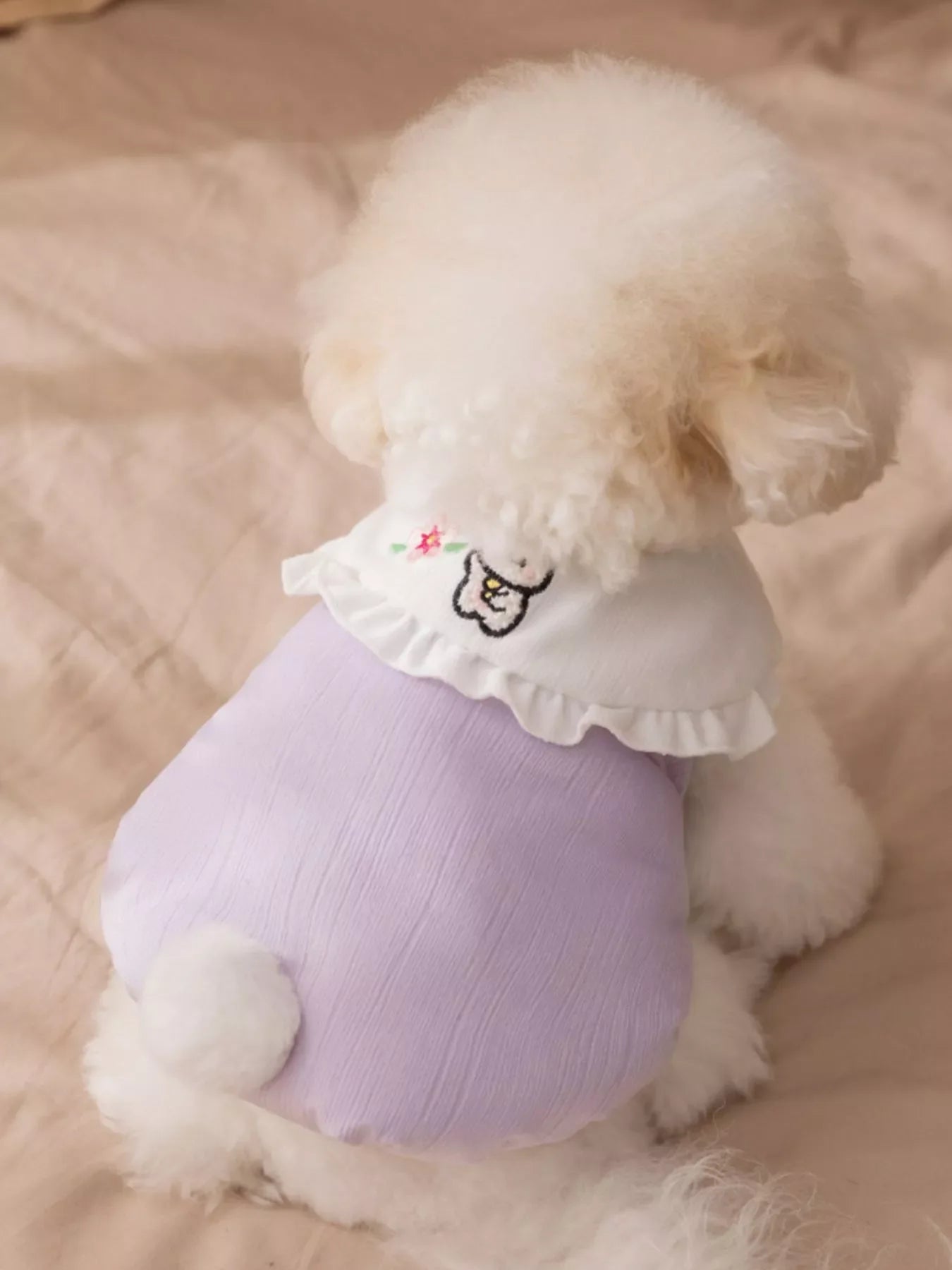 Button - Down Pet Jumpsuit with Ruffle Collar - Loving It Shop