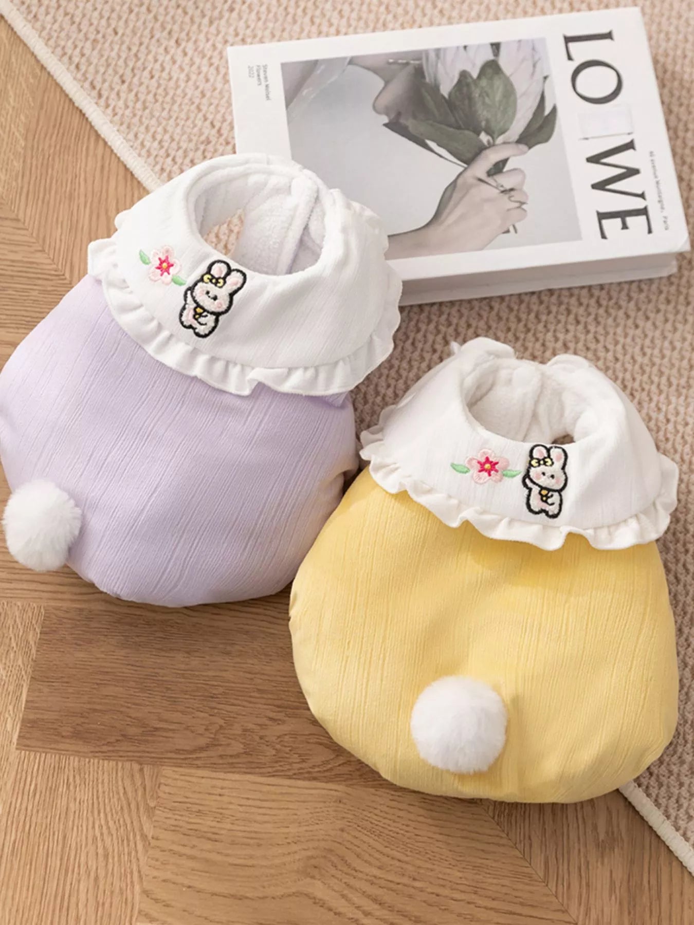 Button - Down Pet Jumpsuit with Ruffle Collar - Loving It Shop
