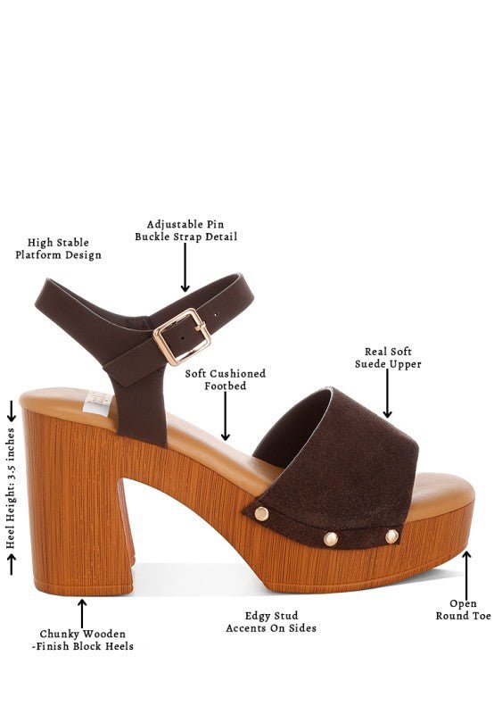 Daniela Genuine Suede Leather High Block Sandals - Loving It Shop