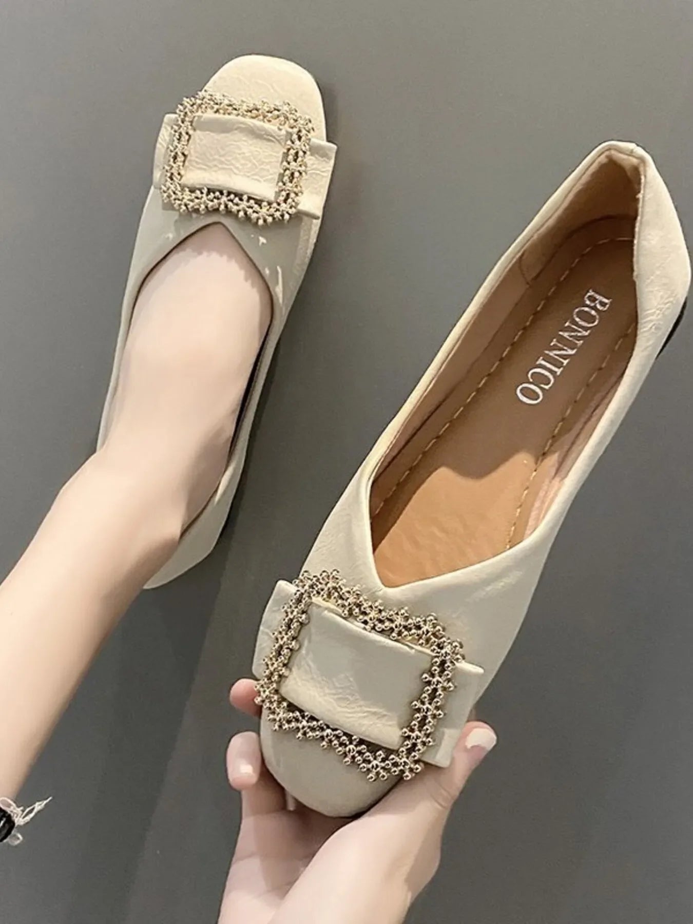 Square Toe Buckle Detail Loafers - Loving It Shop