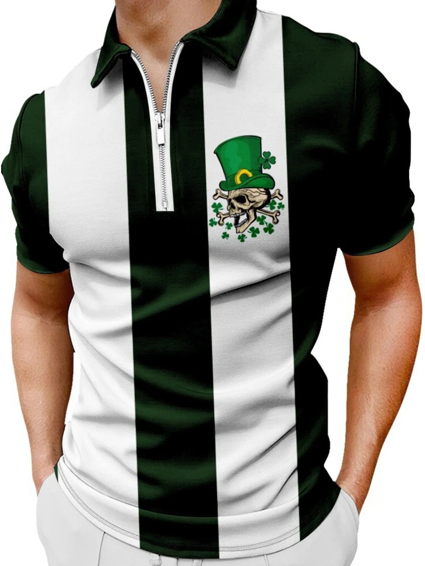 Men's Full Size Color Block Short Sleeve Polo Plus Size