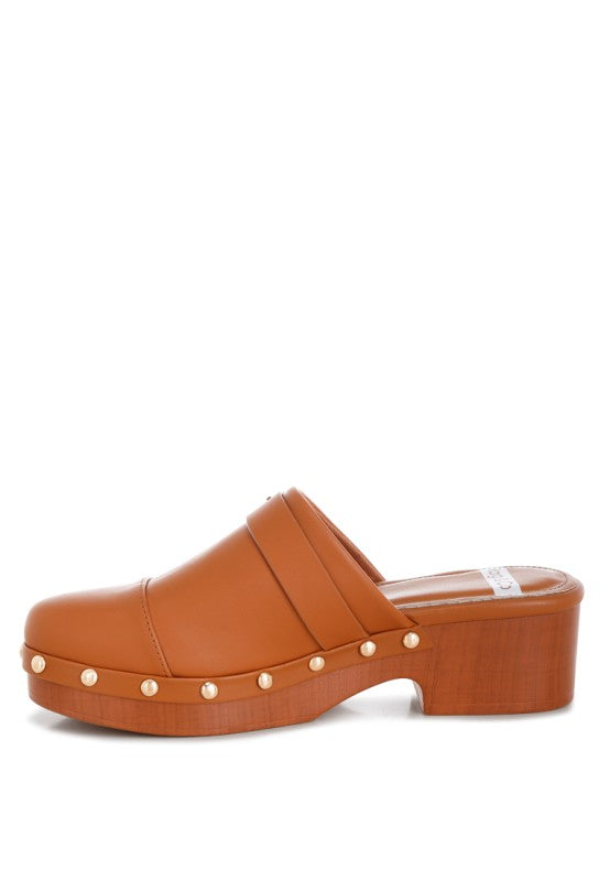 Pinto Studded Genuine Leather Clogs