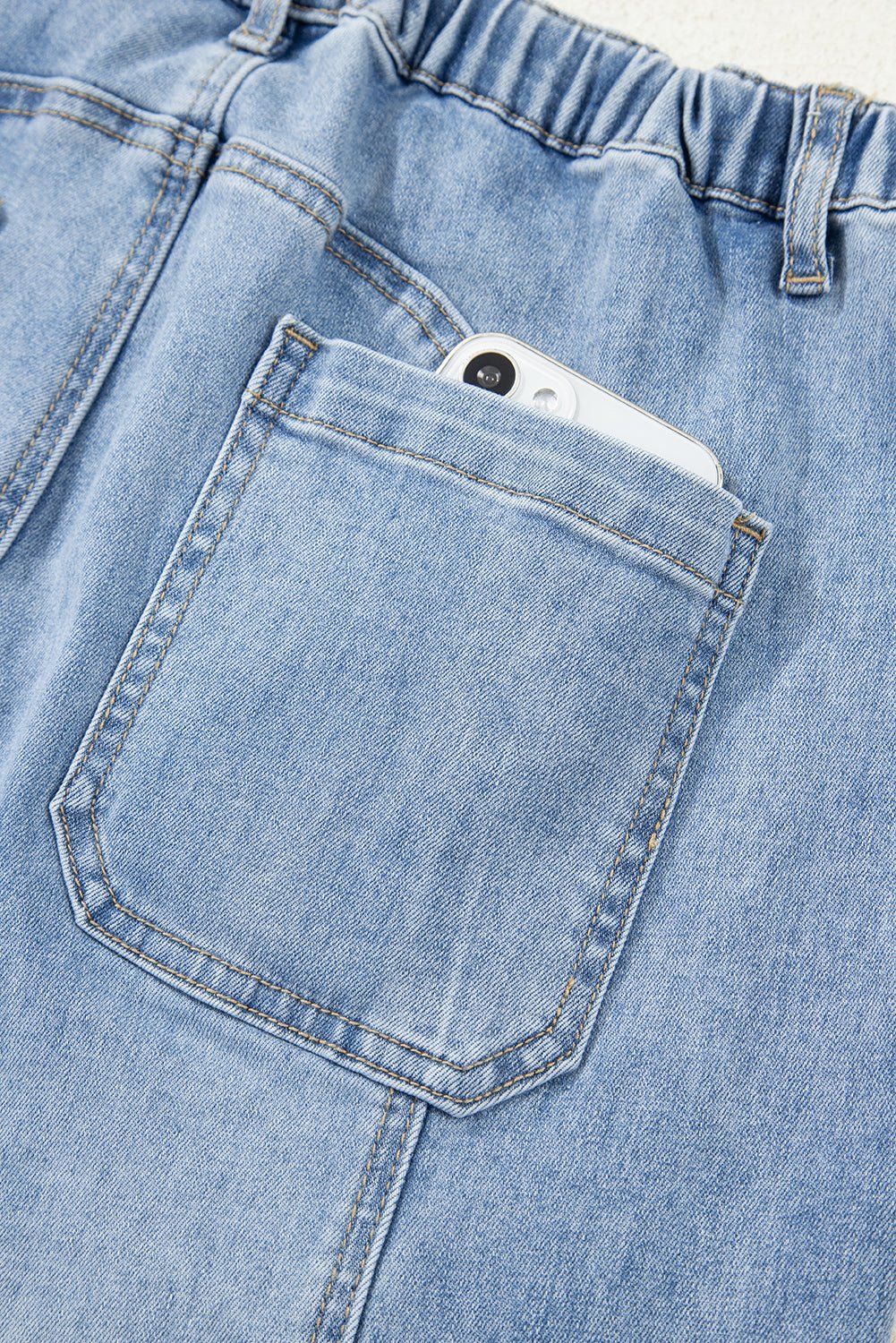 Beau Blue Drawstring Seam Detail Raw Hem Wide Leg Denim Pants - Loving It Shop