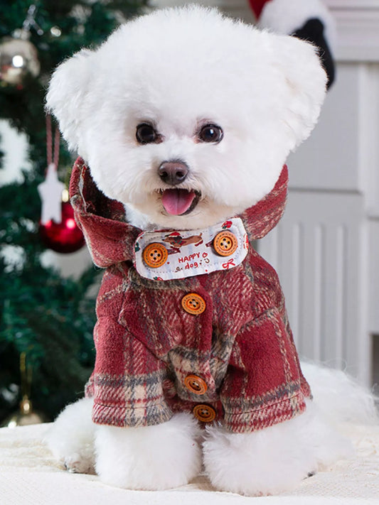 Plaid Button - Down Pet Coat with Hood - Loving It Shop