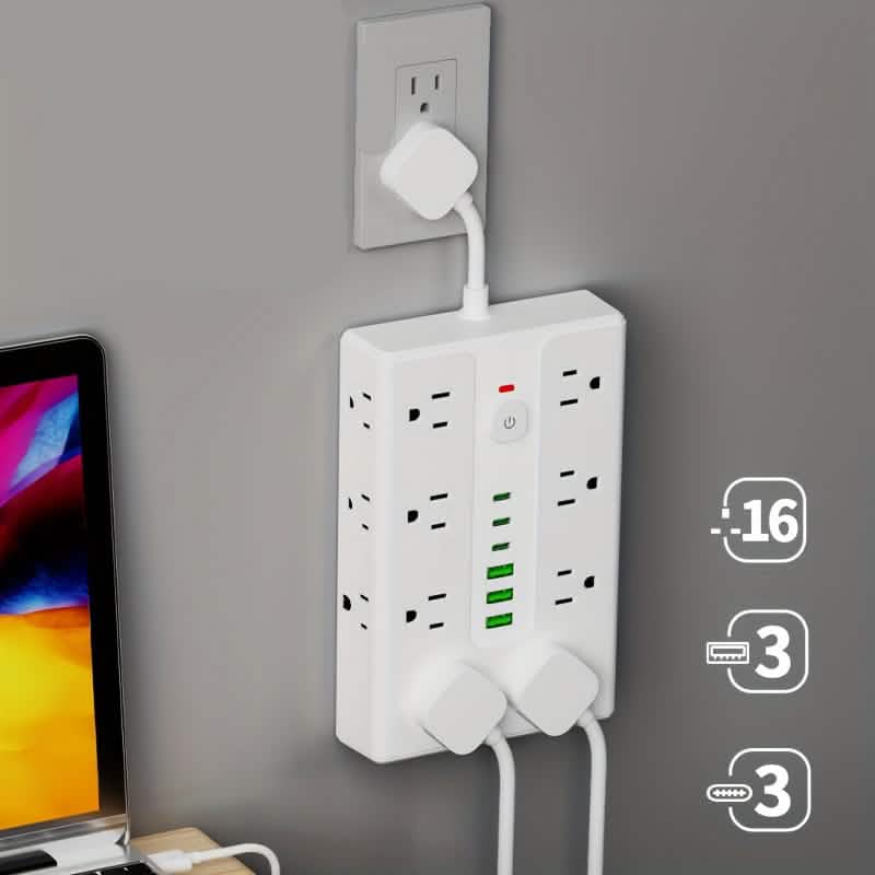 22-in-1 Multi-Functional Power Strip – 16 Sockets, 3 USB-A &amp; 3 USB-C