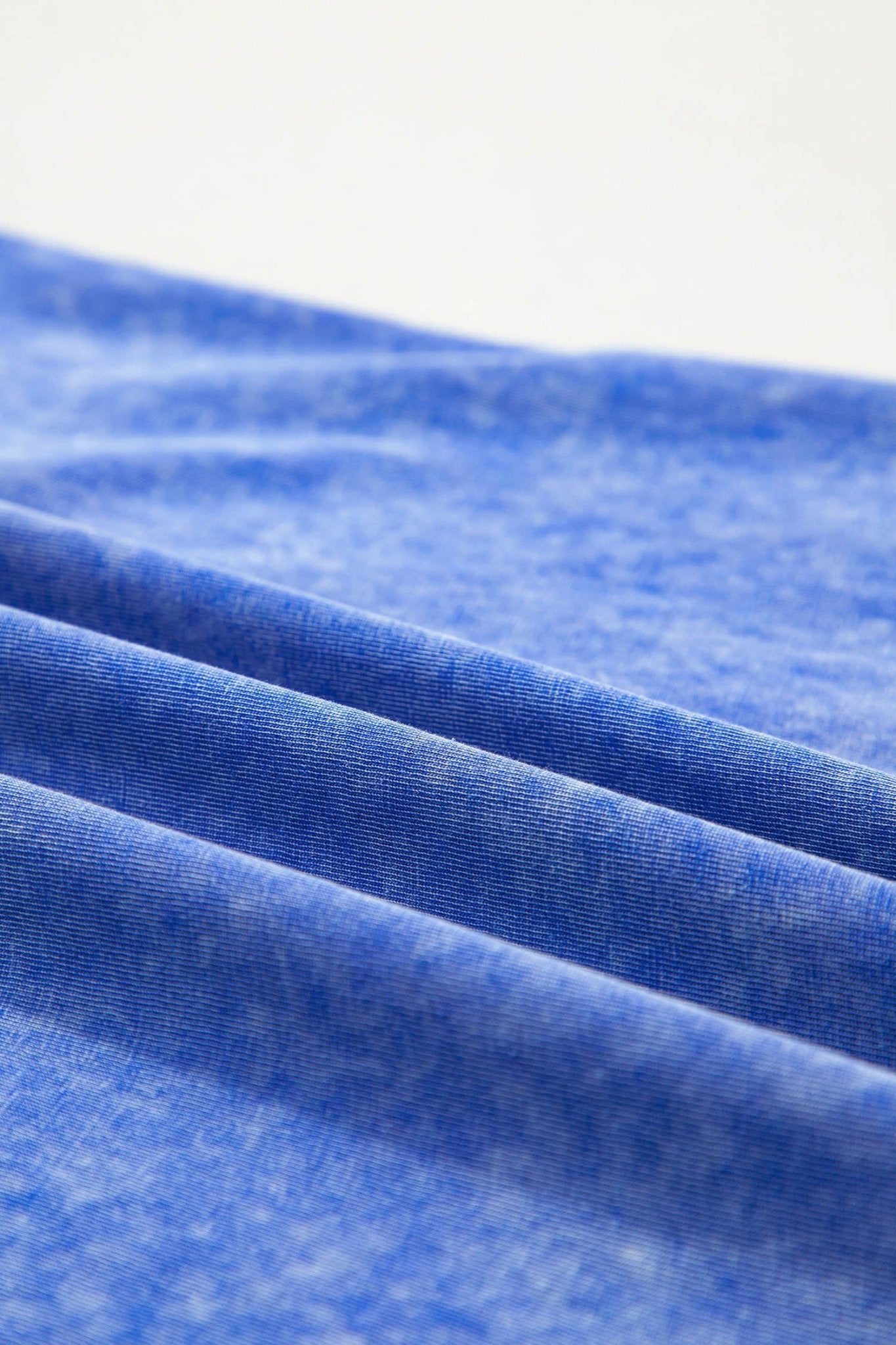 Sky Blue Mineral Wash Raw Seam Lace Sleeve Cotton Tee - Loving It Shop