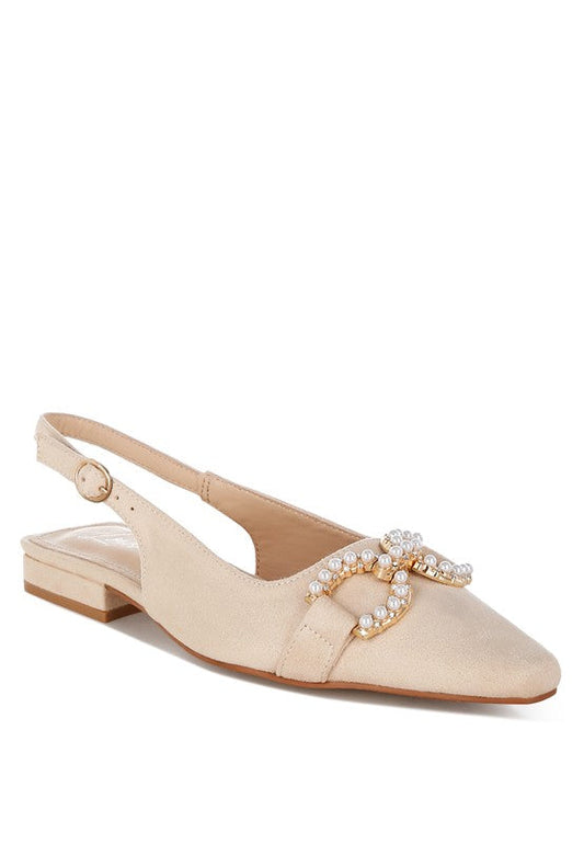 Salova Pearl-Studded Horsebit Flats