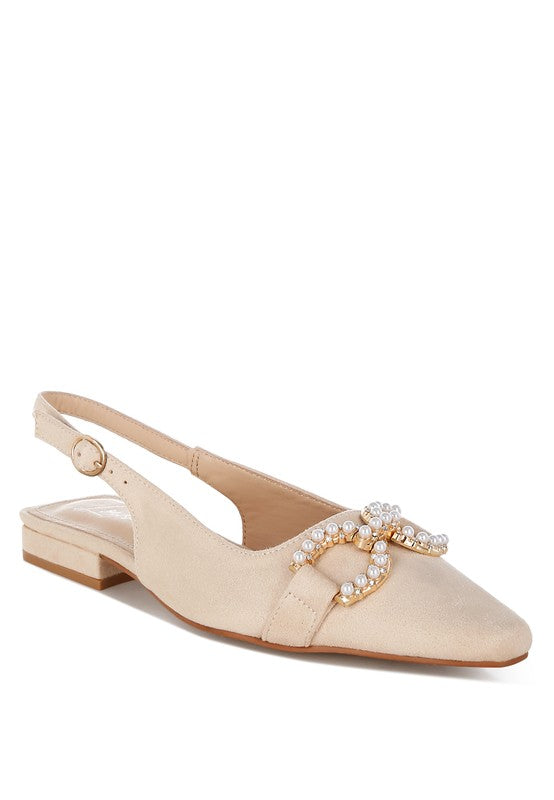 Salova Pearl-Studded Horsebit Flats