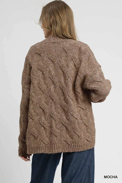 Chunky Cable Knit Open Front Cardigan