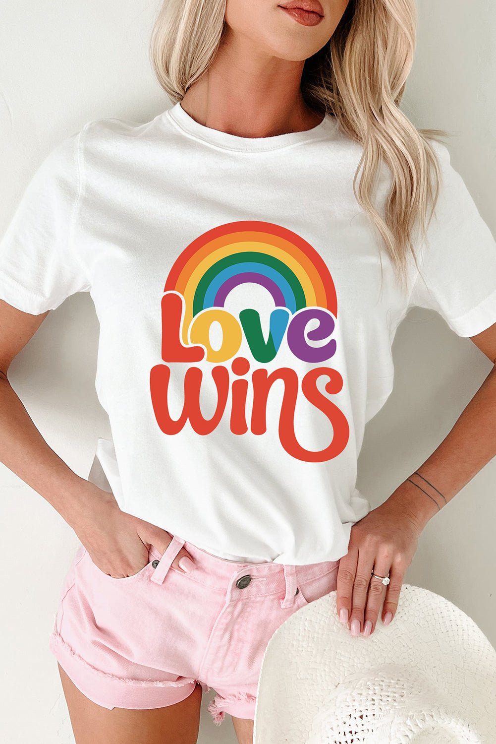 White Love Wins Pride Rainbow Graphic Casual T Shirt - Loving It Shop