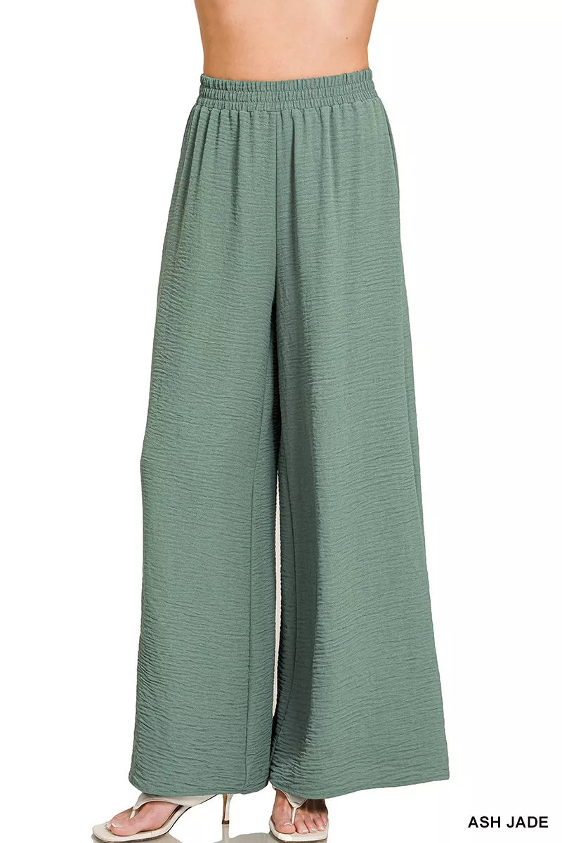 Woven Airflow Elastic Waistband Pants
