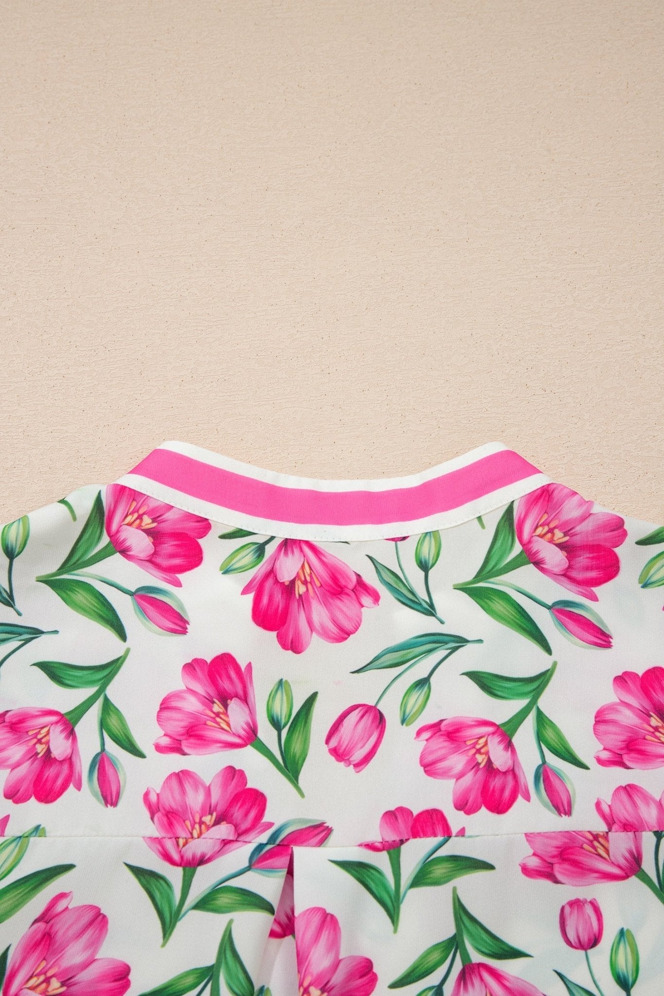 Multicolour Sweet Floral Print Striped Color Block Trim Short Dress - Loving It Shop