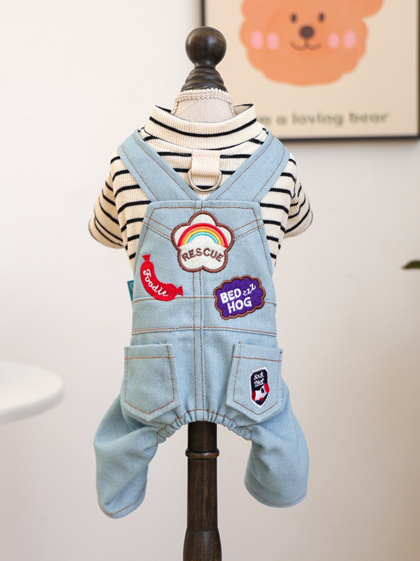 Denim Patchwork Pet Jumpsuit - Loving It Shop