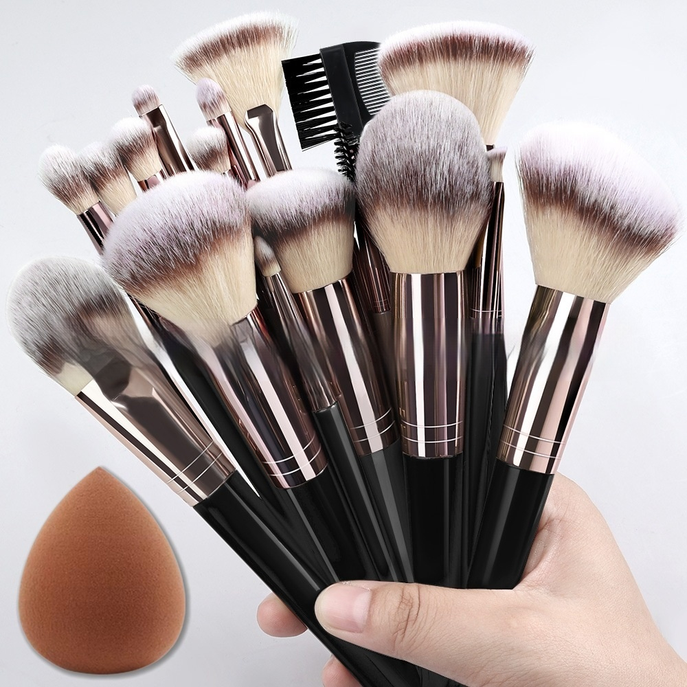 Black Makeup Brush Set – Face &amp; Eyes