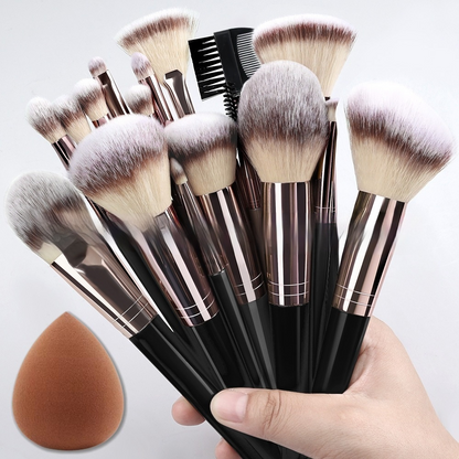 Black Makeup Brush Set – Face &amp; Eyes