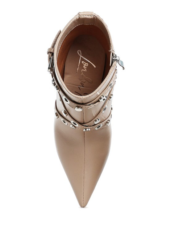 Jacinta Slim Flared Heel Strappy Boots