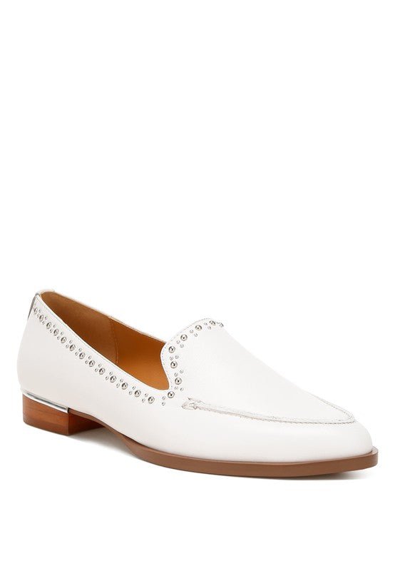 Wolferton Delicate Stud Detail Leather Loafers - Loving It Shop