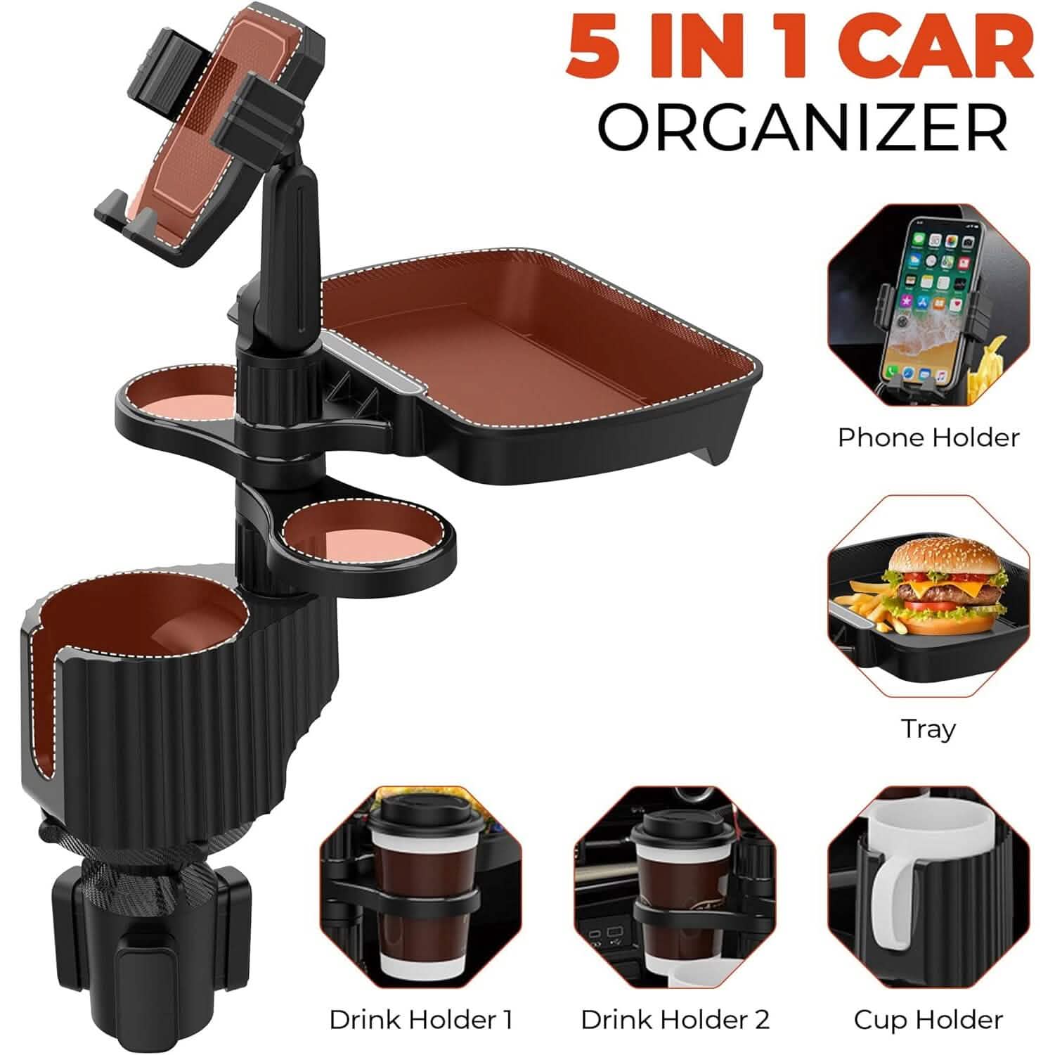 5-in-1 Car Organizer &amp; Cup Holder