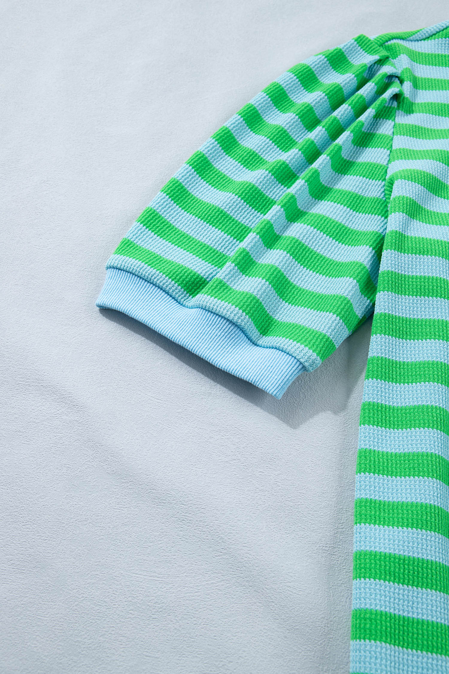 Green Stripe Puff Short Sleeve T Shirt Matching Shorts Set - Loving It Shop