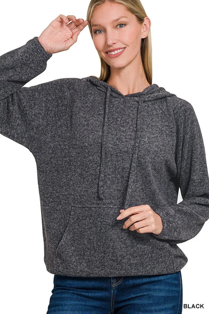 Brushed Hacci Melange Hooded Sweater