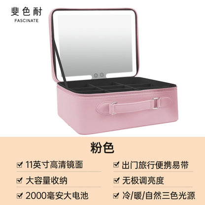 Portable LED Makeup Mirror with Storage for Girls